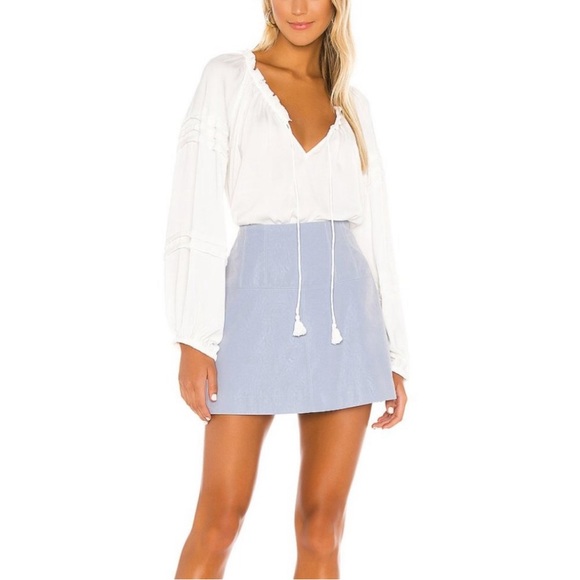 Free People Dresses & Skirts - Free People Mini Skirt Faux Suede Wisteria Breeze Blue 8 Medium NWT